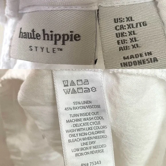 HAUTE HIPPIE Women's Linen Sleeveless Wide Leg Jumpsuit Coverup White XL - Picture 12 of 12